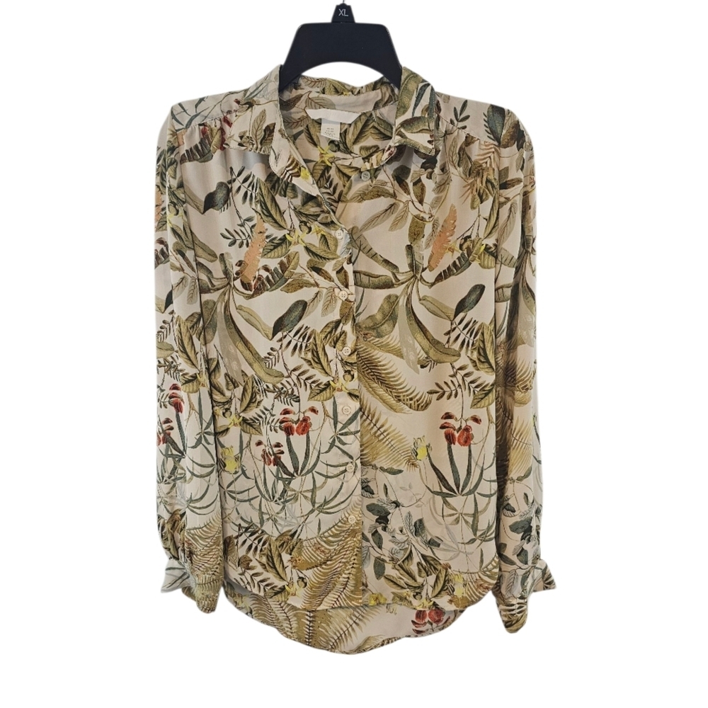 3/$25 H&M Size XS Tropical Floral Print Button-Up Blouse